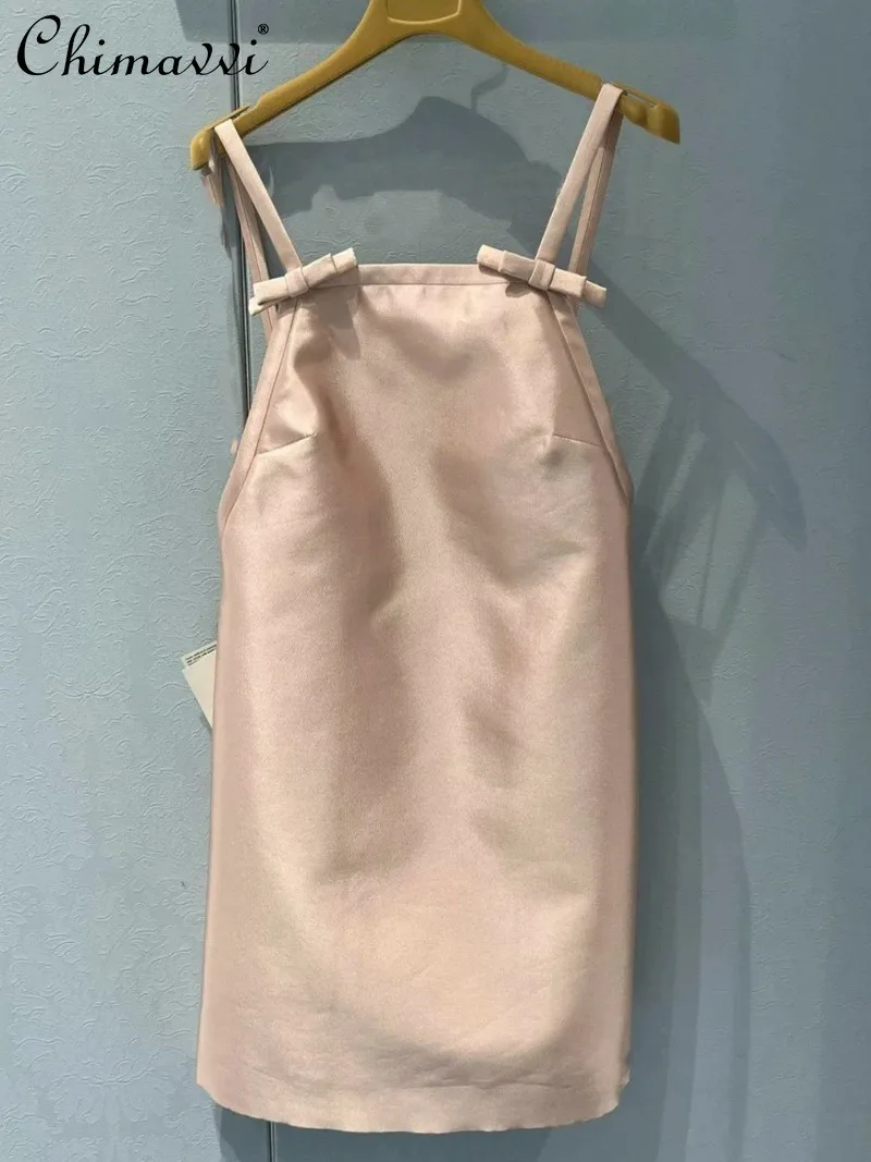 

2025 Spring Clothes New Sexy Girl Sweet Temperament Dress Fashion Sweet Bow Sleeveless Slim Party Short Women's Dresses