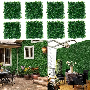 Painel de parede de grama de plantas artificiais, cobertura de buxo, vegetação, proteção uv, decoração verde, cerca de privacidade, tela de quintal, casamento com 10 peças