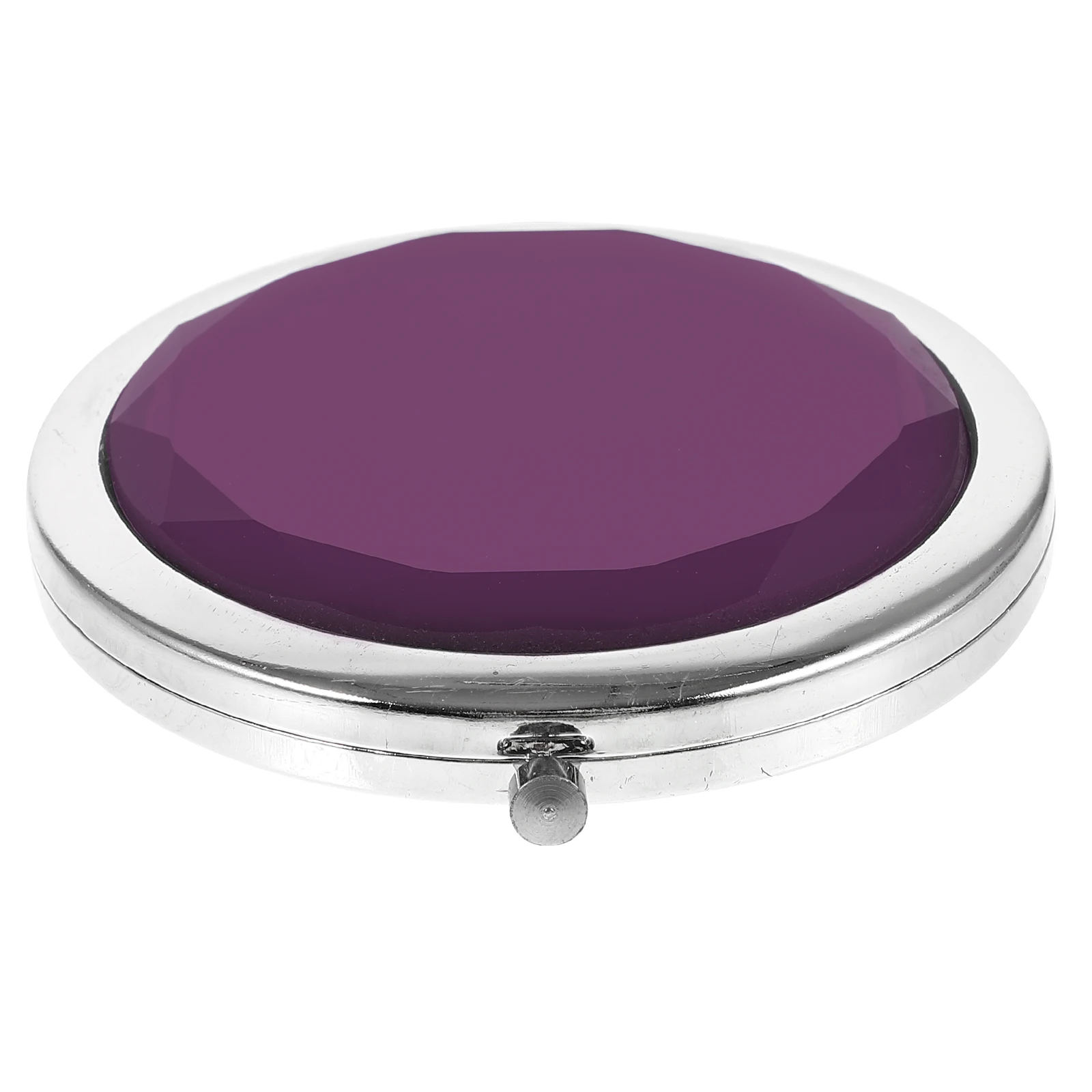 

Portable Makeup Mirror Round Crystal Purple Double Sided Hand Mirror Compact Foldable Travel Vanity Small Lightweight