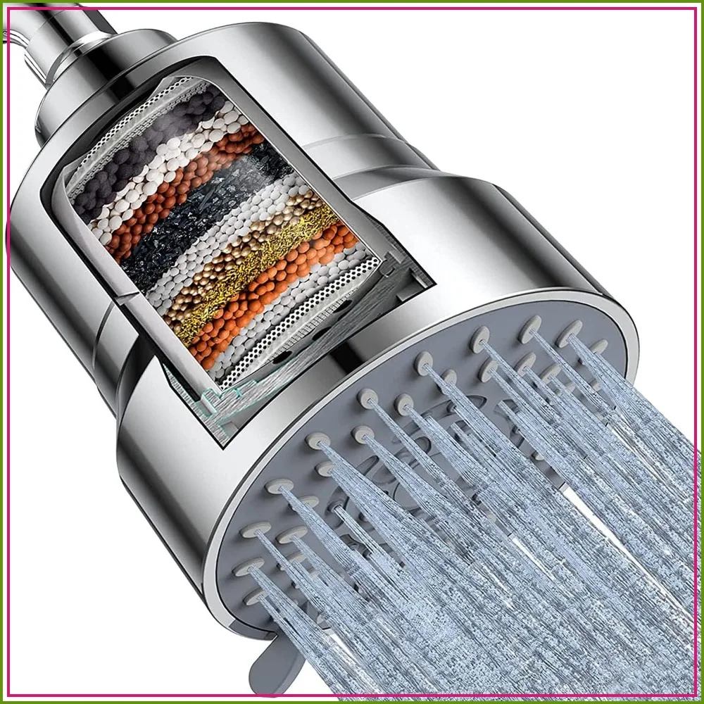 High Pressure Filtered Shower Head, 3 Modes, 15-Stage Hard Water Filter Removes Chlorine & Harmful Substances