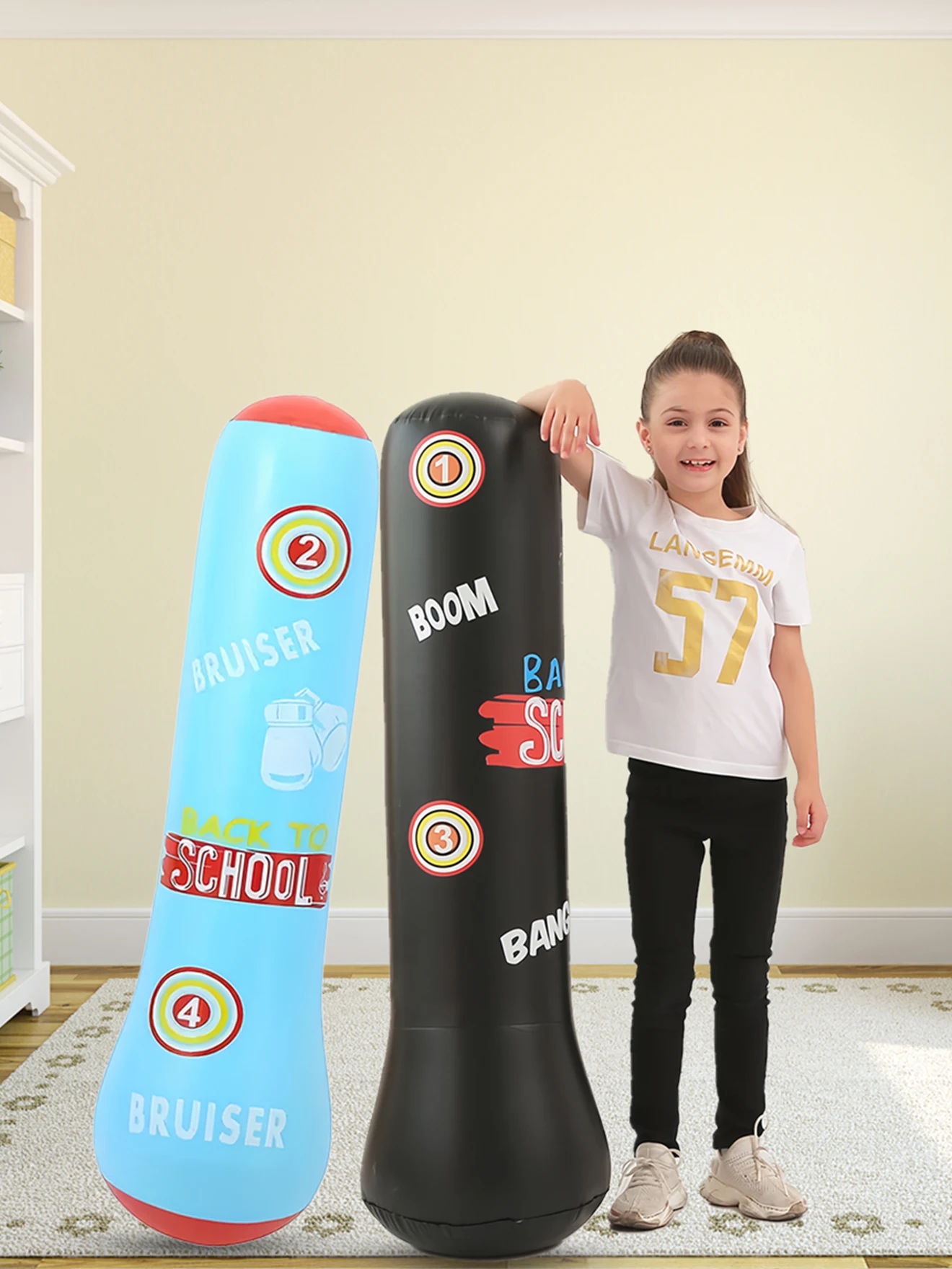 PVC-verstärkter Boxsäule für Kinder, aufblasbar für Jugendliche. Fitness-Boxsack, der sich nicht umkippt. Sand und Wasser hinzufügen – Detail 3