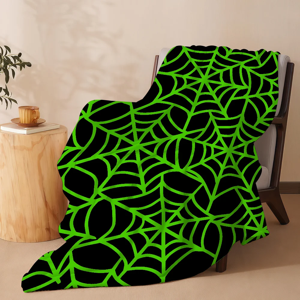 Spider Web Halloween Style Blanket Soft Warm And Thick Perfect For Bedroom Living Room Bed Sofa Camping Picnic Office Gift