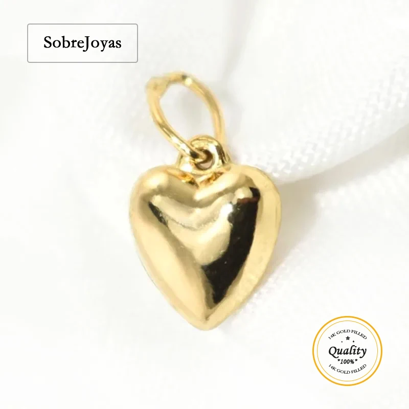 

Heart Charm w/Ring 14k Gold Filled 7mm Heart Charm Gold Heart Drop Pendant for Jewelry Making DIY Jewelry Accessories Findings