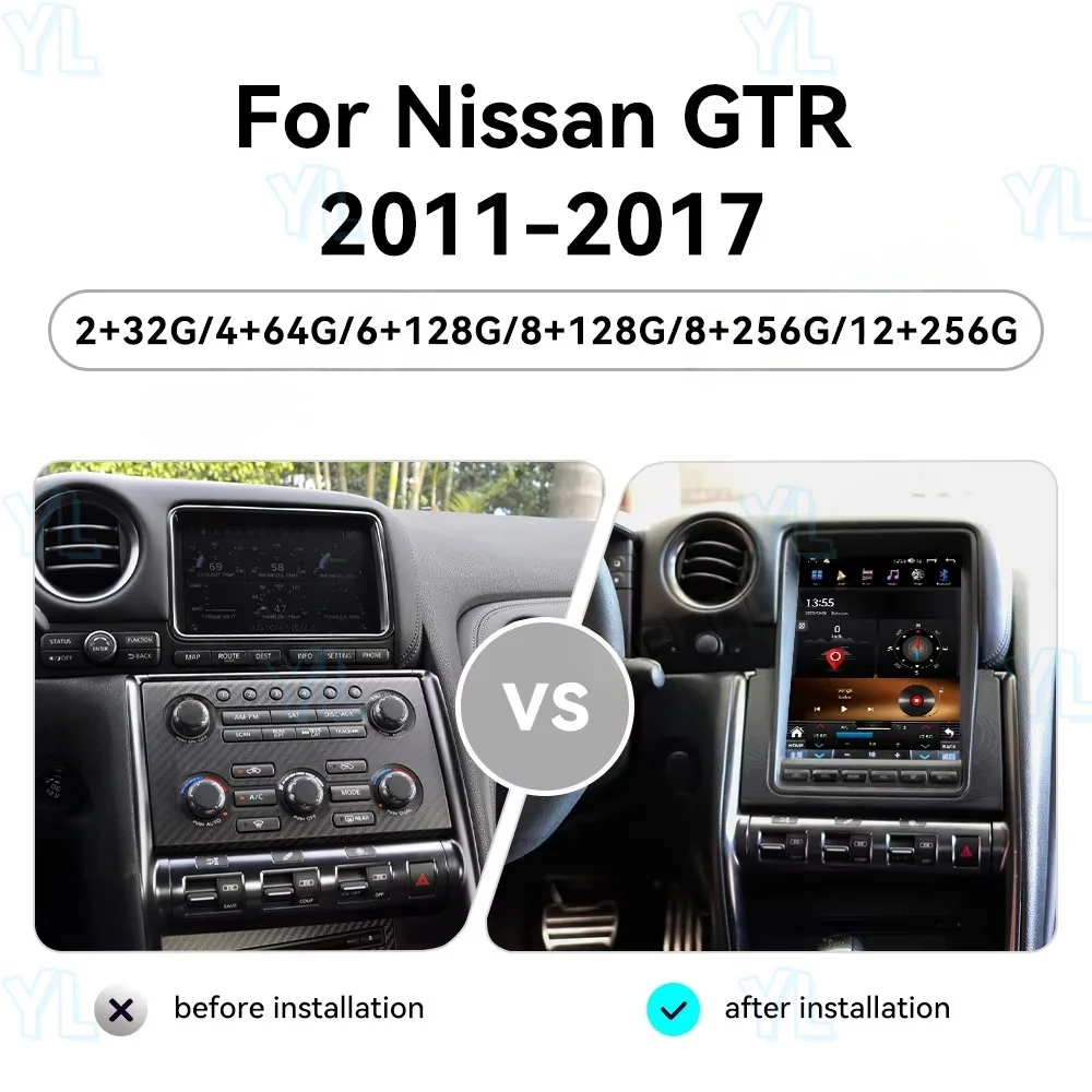 

Экран Android 14.0 для Nissan GT-R GTR 2008-2017, автомобильный GPS, авто стерео головное устройство, мультимедийный плеер, радио Carplay, цифровой кластер