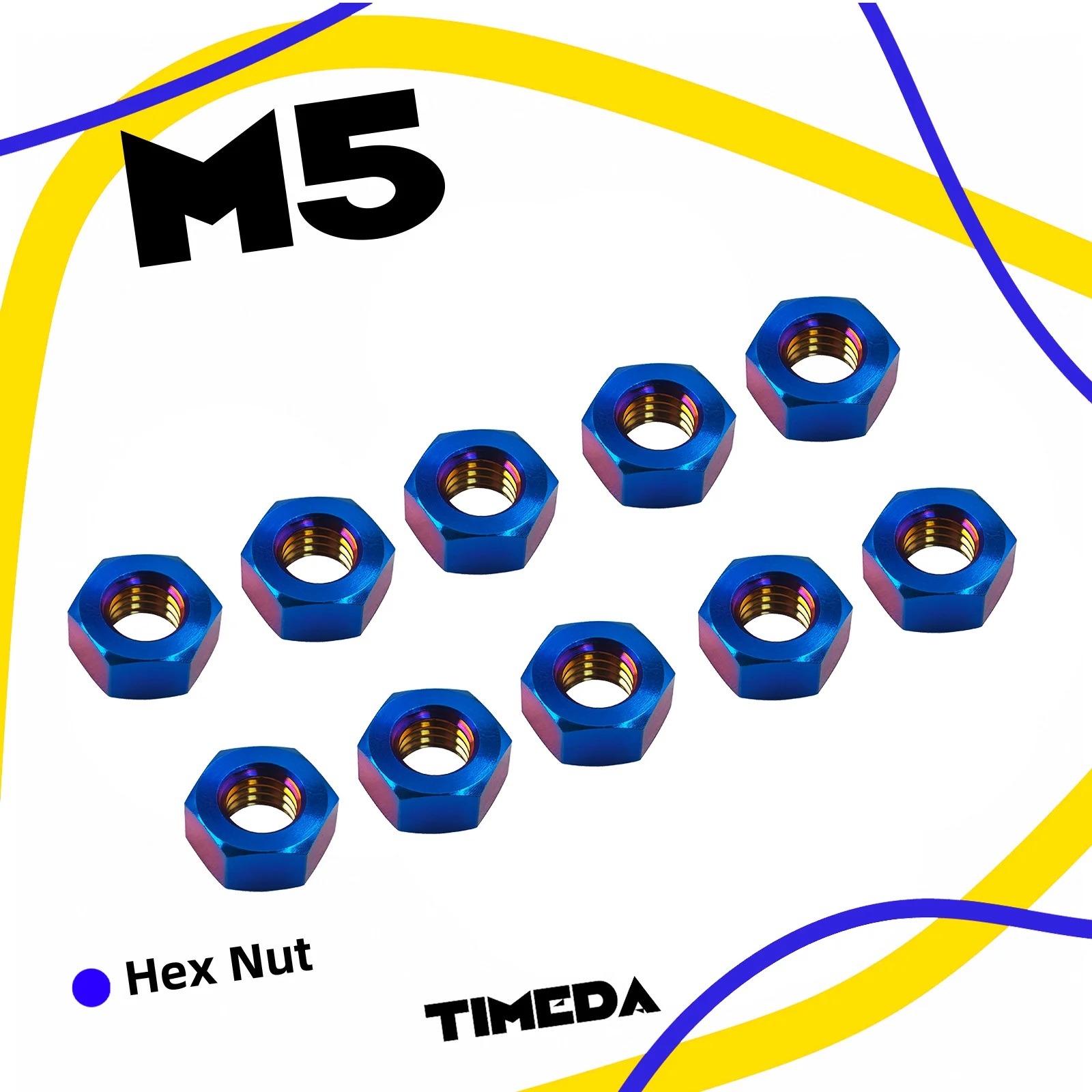 M5 Titanium Hex Nut Pitch 0.8 GR5 Ti-6Al-4V for Motorcycle MTB Bicycle Disc Brake E-Bike Lightweight Rustproof