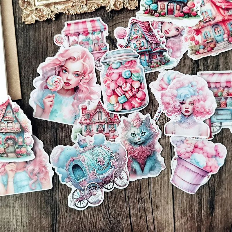 Cute Hand-painted Watercolor Pink Candy House Girl Fashion Colorful Decoration Sticker To Diy Ablum Diary Stickers Stationery