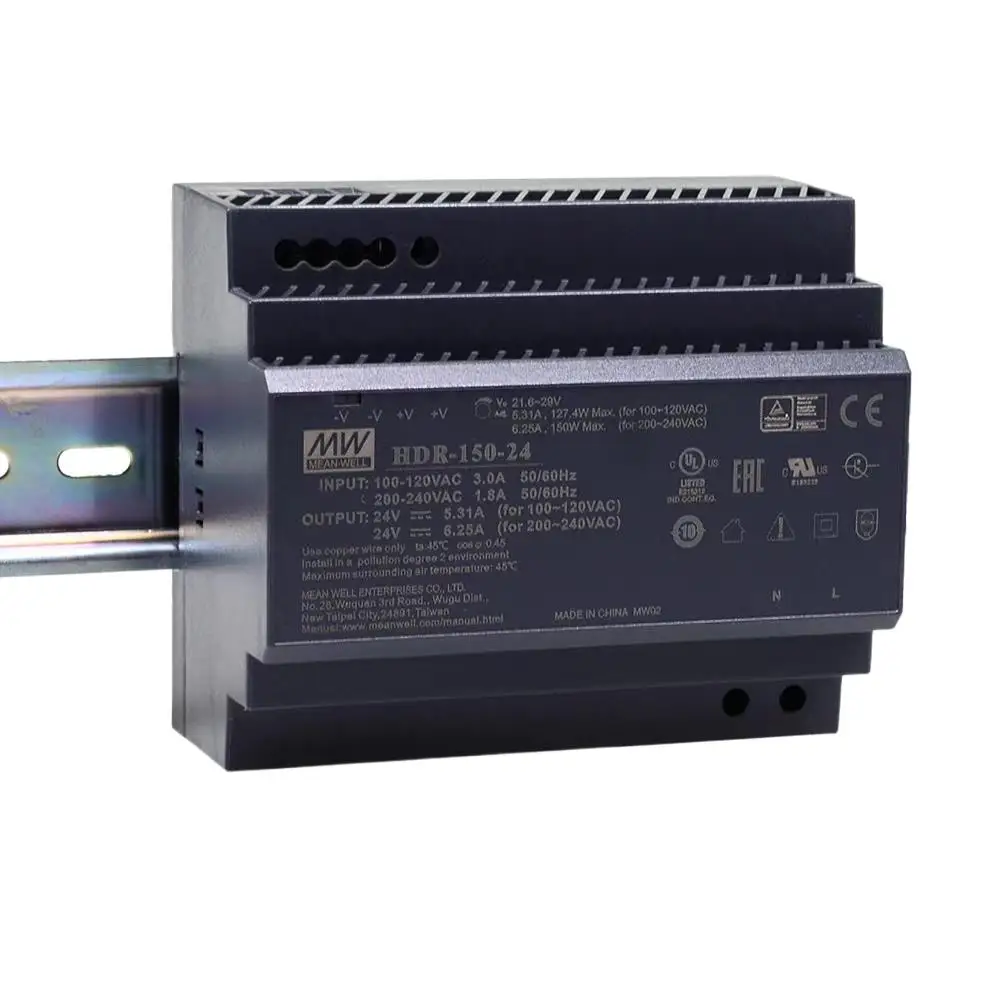 

Серия MEAN WELL HDR-150 HDR-150-12 HDR-150-15 HDR-150-24 HDR-150-48 Ультратонкая DIN-рейка ступенчатой формы