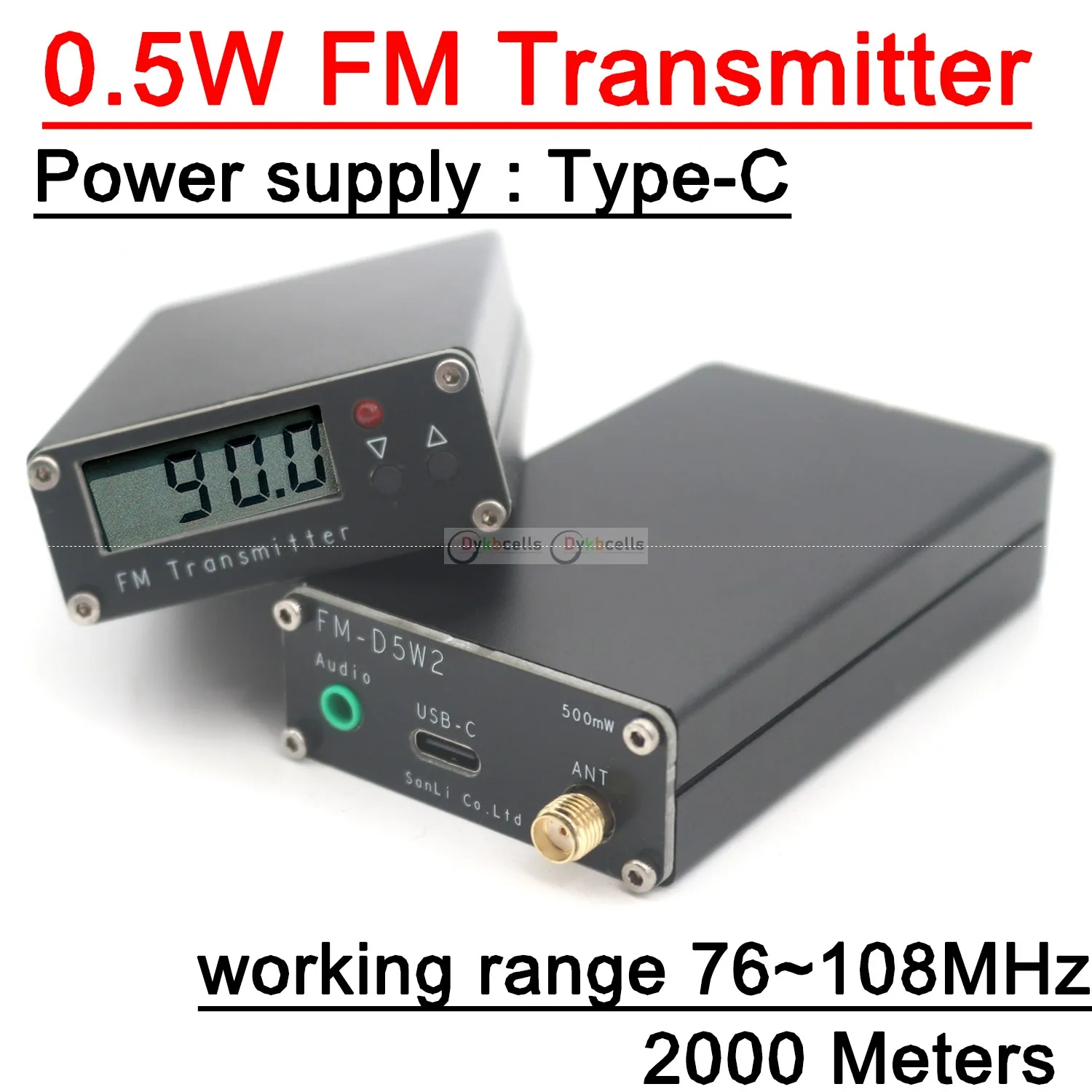 Transmissor de fm com Display Digital Rádio fm Transceptor para Carro Rádio Transmissão Estação Campus Estéreo Igrejas Usb tipo c 2000m 0.5w 76108mhz