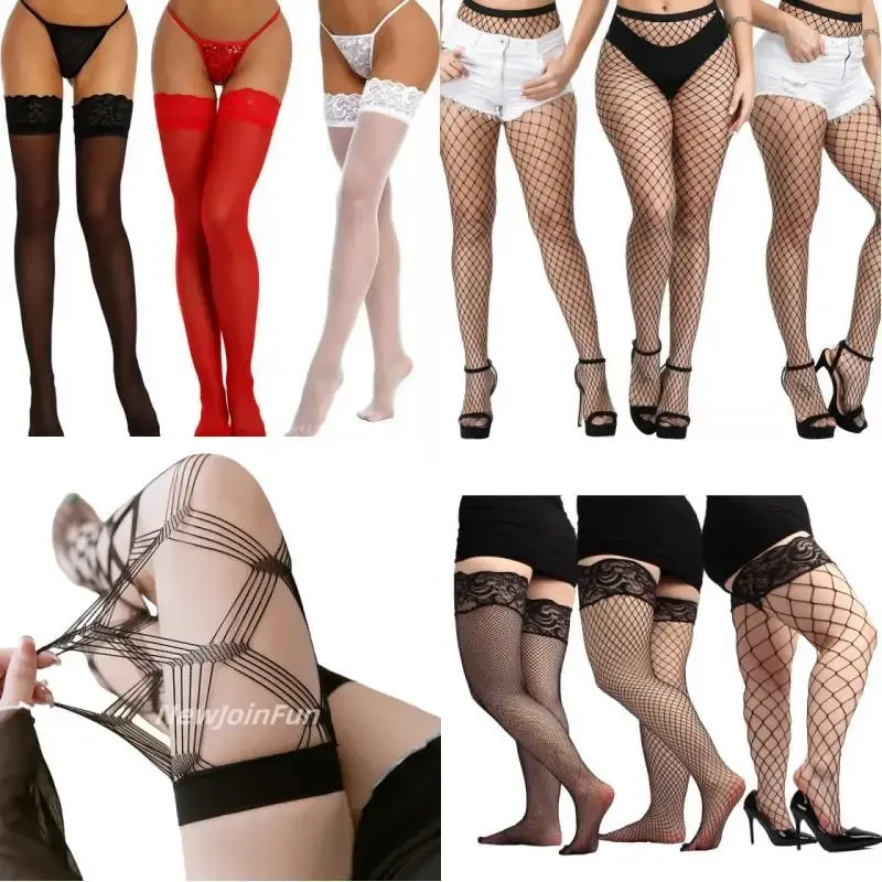 

Lace Top Stockings Women's Sheer Thigh High Stockings Nylons Hosiery Black Red White Transparent Classic Silk Stockings