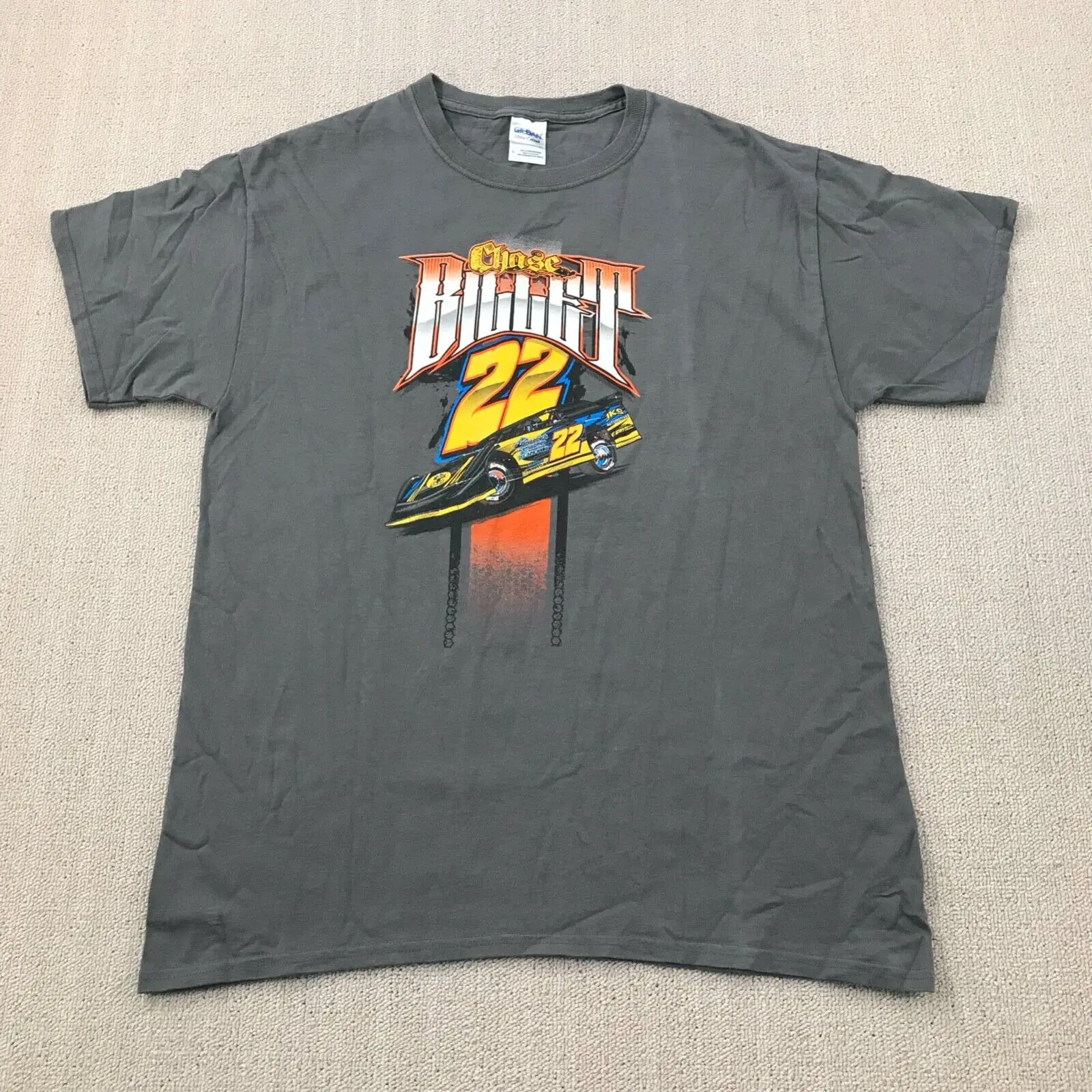 Chase Billet Racing Shirt Men's Large Gray Double Sided Graphic Tee Stock Car