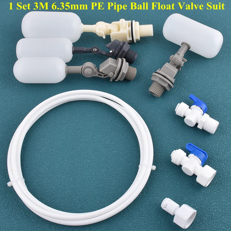 1 Set 3 Meters 6.35mm PE Pipe Adjustable Ball Float Valve Suit Aquarium Fish Tank Water Level Controller 1/2