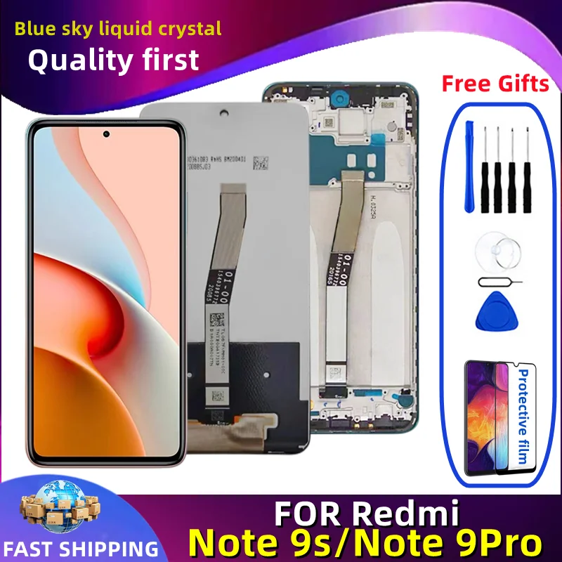 For Original Xiaomi Redmi Note 9S Note 9 Pro LCD Display M2003J6B2G Touch Screen Digitizer Assembly Replacement Parts With Frame