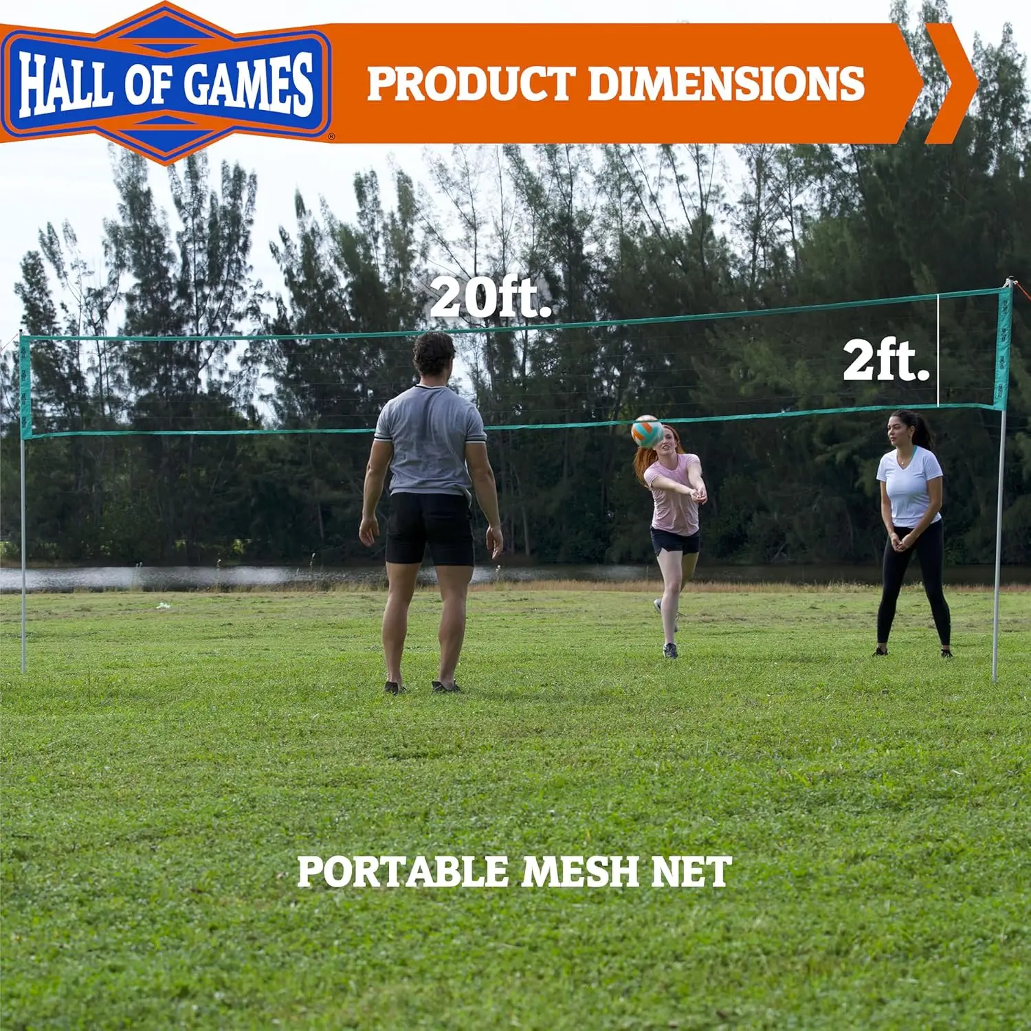 Adjustable Outdoor Volleyball Net Set with Steel Poles, Carrying Bag, and Official Ball for Parties
