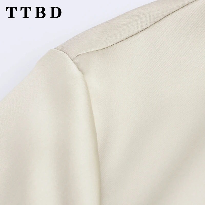 TTBD 2024 New Autumn Women's Elegant Short Dress Satin Long Sleeve Casual Streetwear Fashion Mini Dress