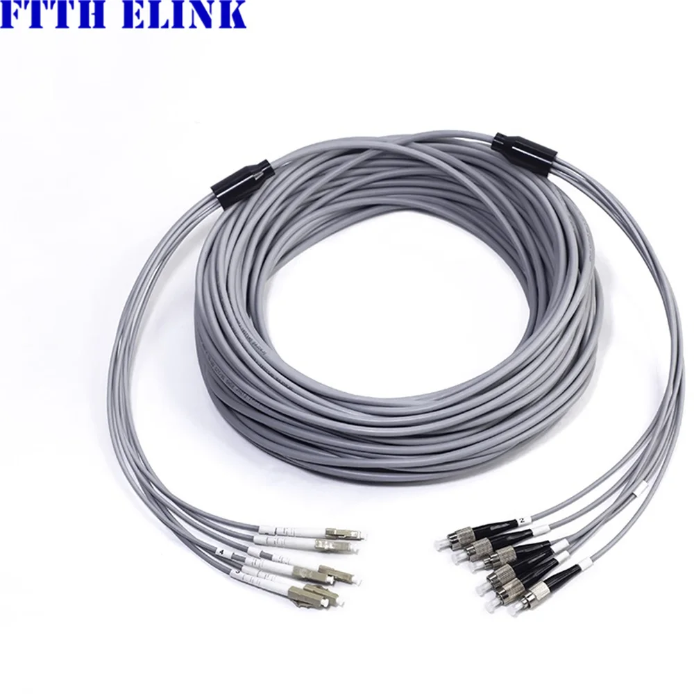 Armored fiber patchcord 1M-50M 6 core OM2 MM 6C SC LC FC ST APC multimode 6 fibers optical jumper cable ftthELINK 20M 30M 40M