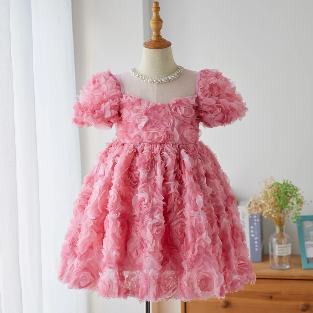 Baby Girl Flower Dress Kids Bridemaid Wedding Dresses For Children Ball Gowns Girls Boutique Party Wear Elegant Princess Frocks