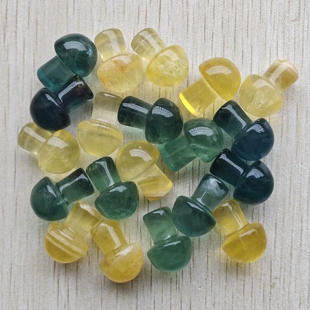 

Натуральный зеленый флюорит желтый кристалл подвески грибные украшения украшения и украшения 20 шт./лот оптовая продажа быстрая доставка