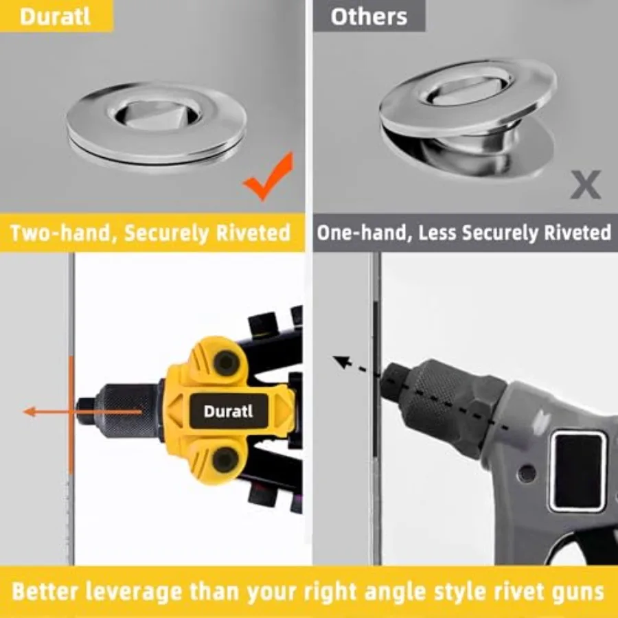 Heavy Duty Hand Riveter Tool with 200 Blind Rivets and 5 Interchangeable Rivet Heads 3 32 1 8 5 32 3 16 1 4 for Metal Fabricati