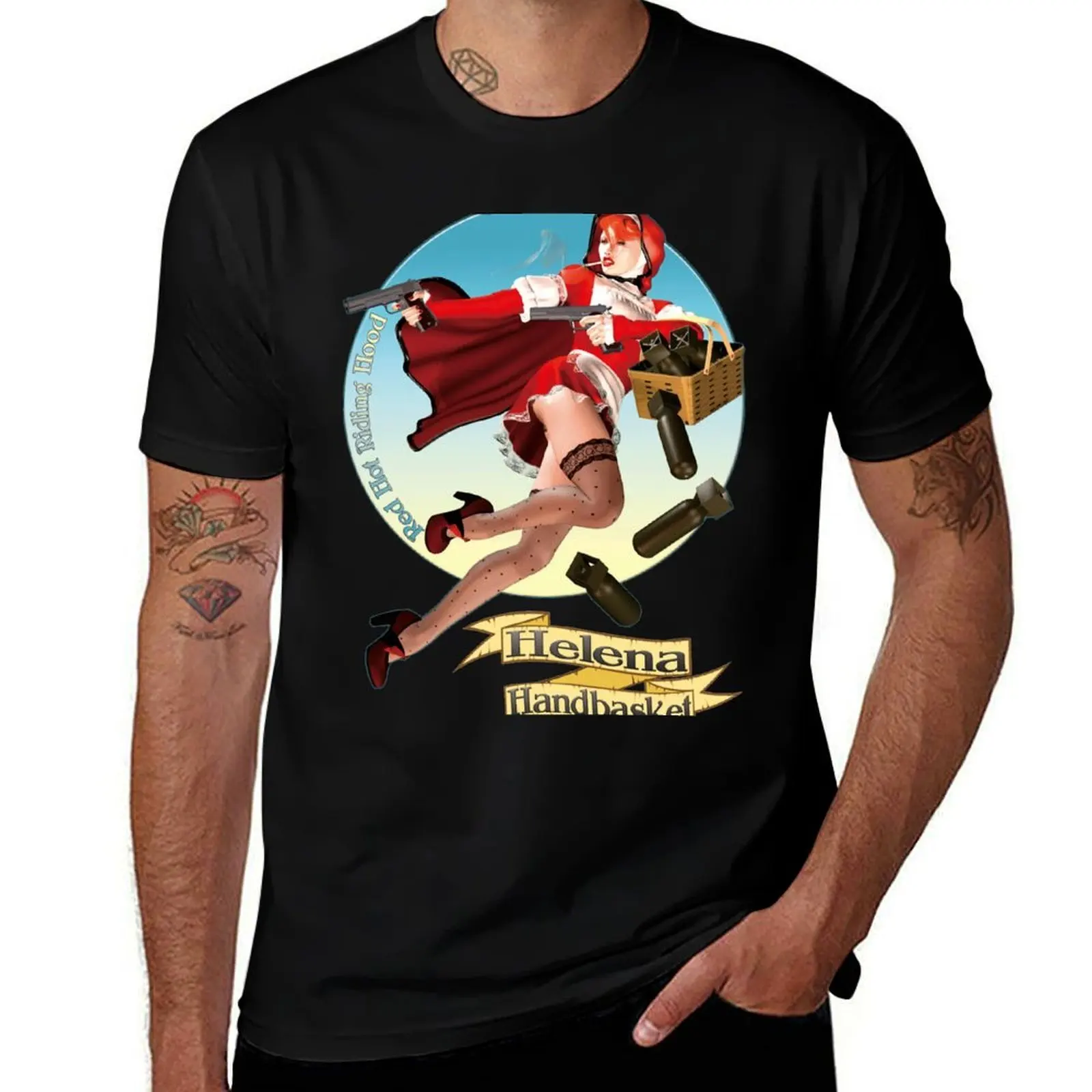 Helena Handbasket - Red Hot Riding Hood T-Shirt Work Wear Simple Tee Shirt T-Shirt