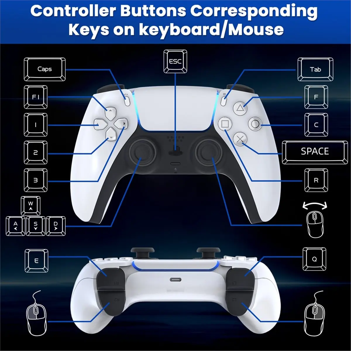 fine For PS5 Gaming Keyboard and Mouse Converter Type-C/Usb with LED Display