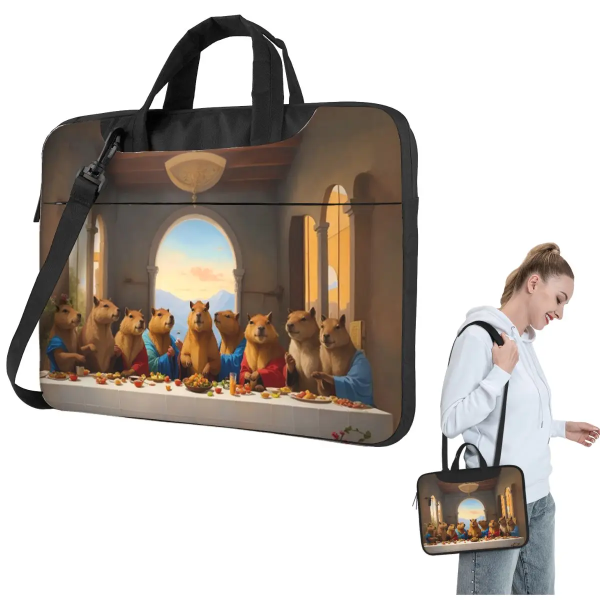 

Сумка для ноутбука через плечо с рисунком капибары, сумка для компьютера 13, 14, 15,6 дюймов, чехол для ноутбука Macbook Pro