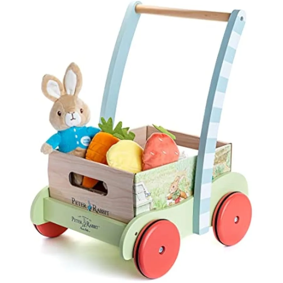 

KIDS PREFERRED Beatrix Potter Peter Rabbit Wooden Garden Wagon and Plush Veggie Play Set 24228