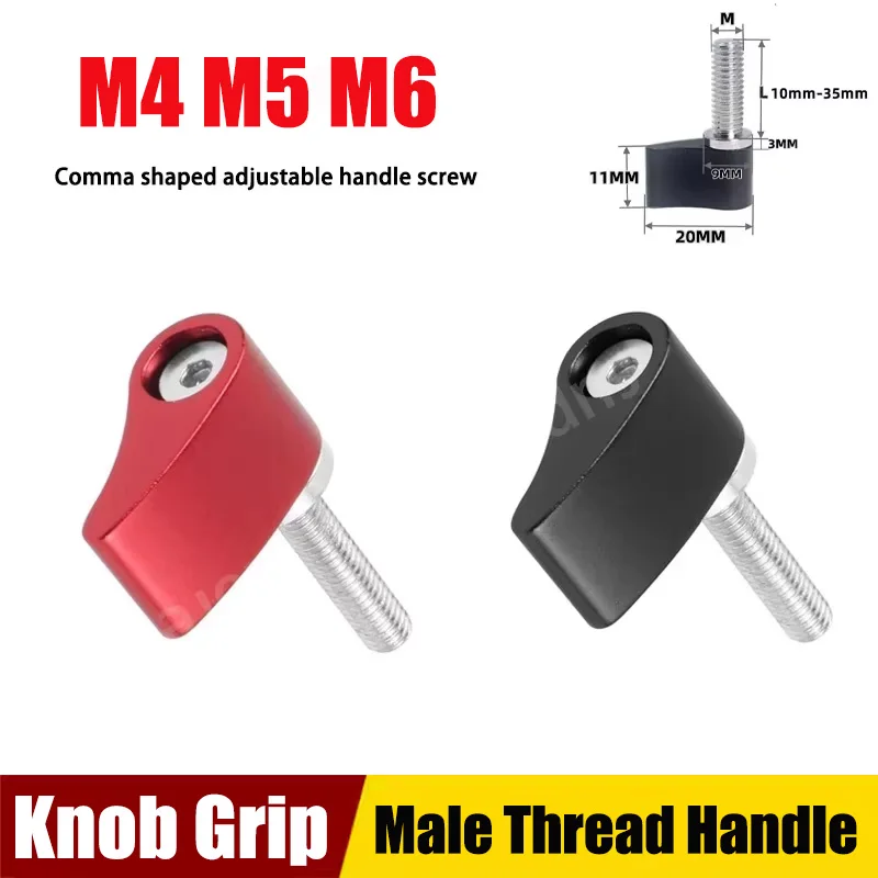 

1Pc M4 M5 M6 1/4 Aluminum Alloy Small Angle Adjustable Handle Screw Comma Shaped Adjustment Fixed Handle Photography Accessories