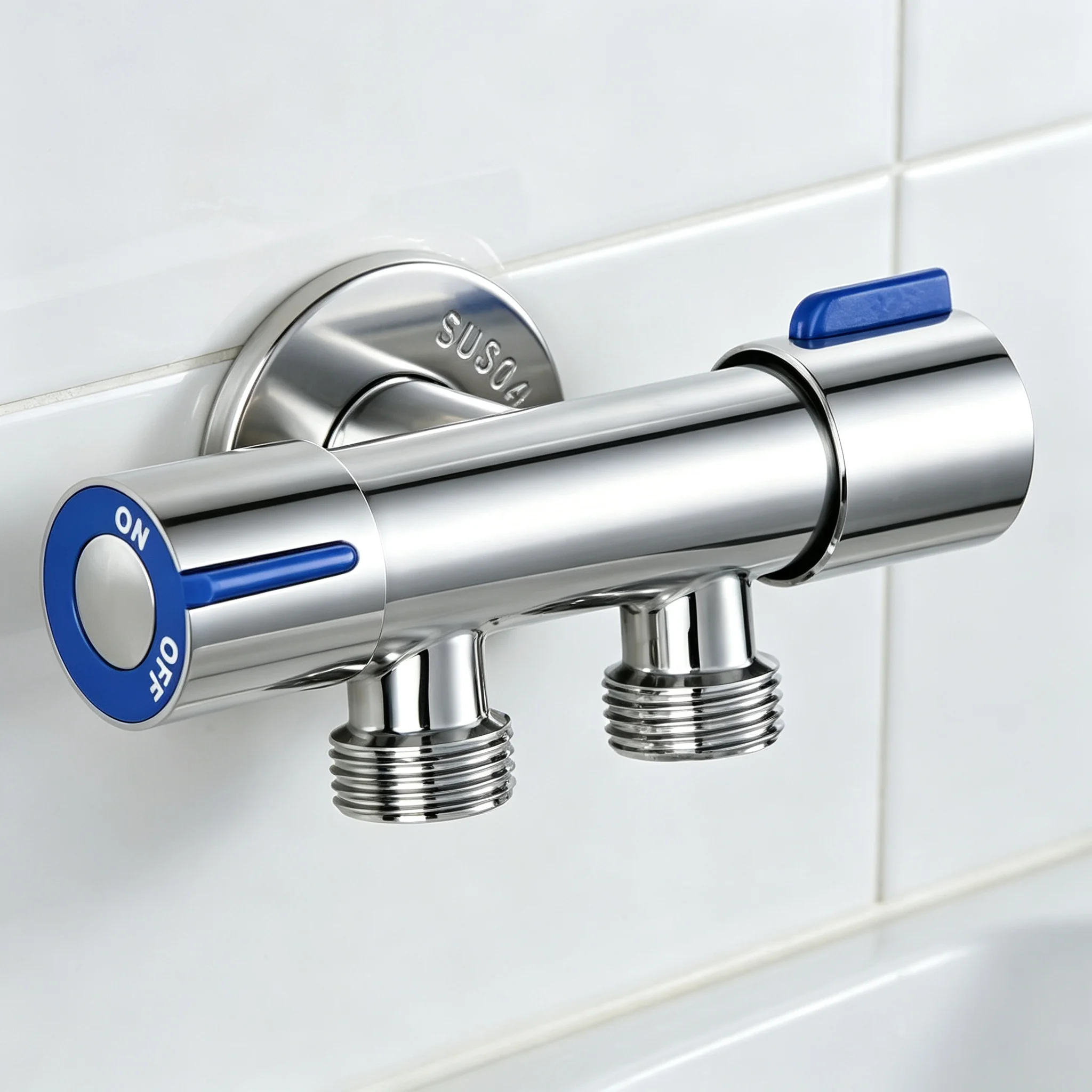 1 PC Dual Handle Dual Control Stainless Steel Faucet with Single Cold One in Two out for Washing Machine And Bathroom