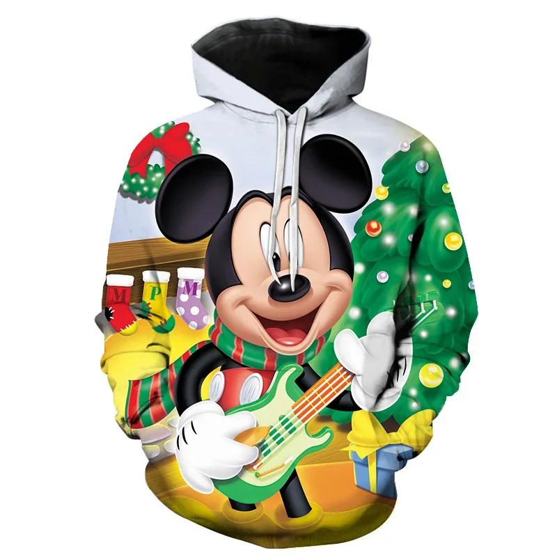 Christmas Mickey Mouse Boys Girls Hoodies Goofy Pullover 3D Printed Disney Tops Donald Duck Mens Hoodies Oversized Menswear