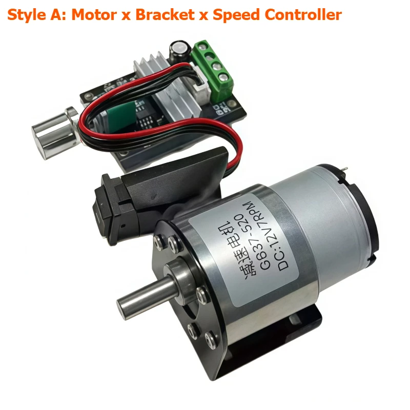 37GB520 Mini Electric Motor - DC Deceleration Motor - 12V/24V High Torque Motor with Power Supply and Speed Controller