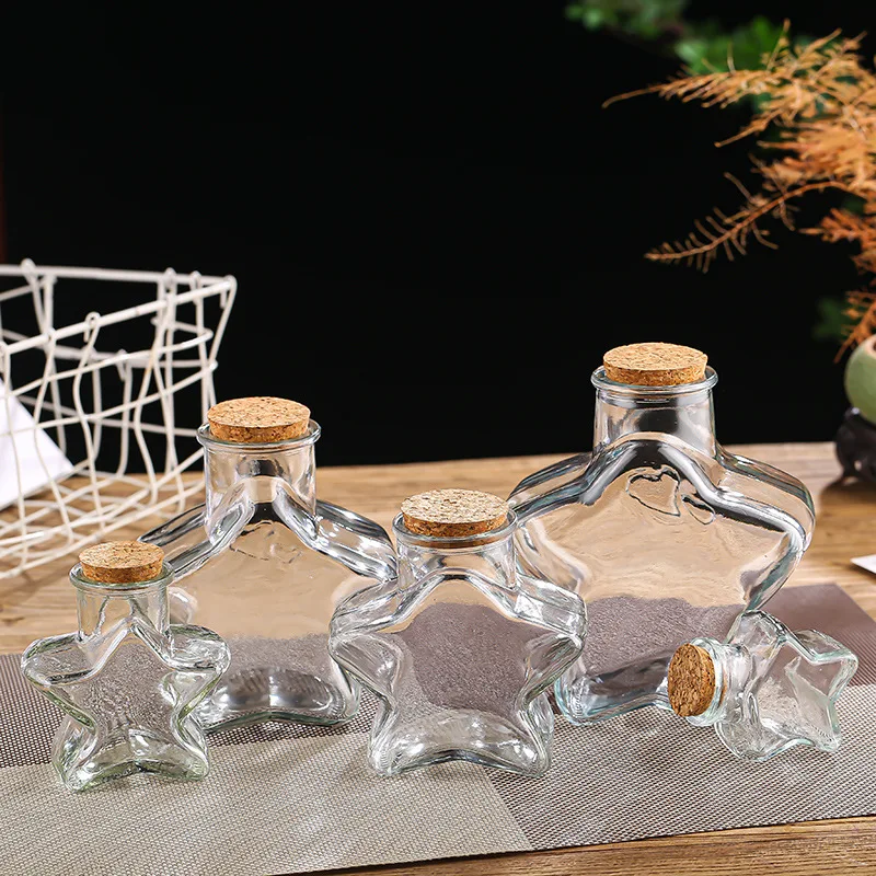 1pcs DIY Five Star Wishing Bottle Heart shaped Starry Sky Glass Bottle Creative Starry Sky Bottle