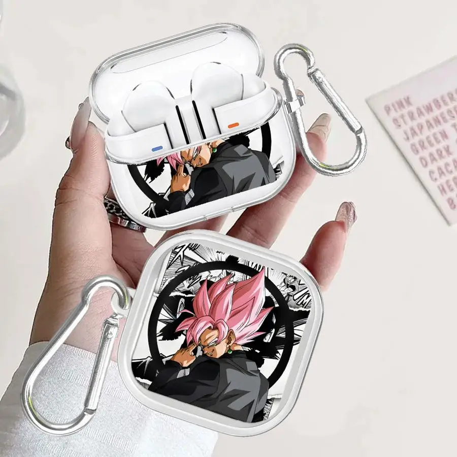 D-ragonS B-allS Black Goku Clear Earphone Cases Cover With Hook Case For Samsung Galaxy Buds 2 2Pro 4 Pro 4Pro 3Pro 3 FE Live