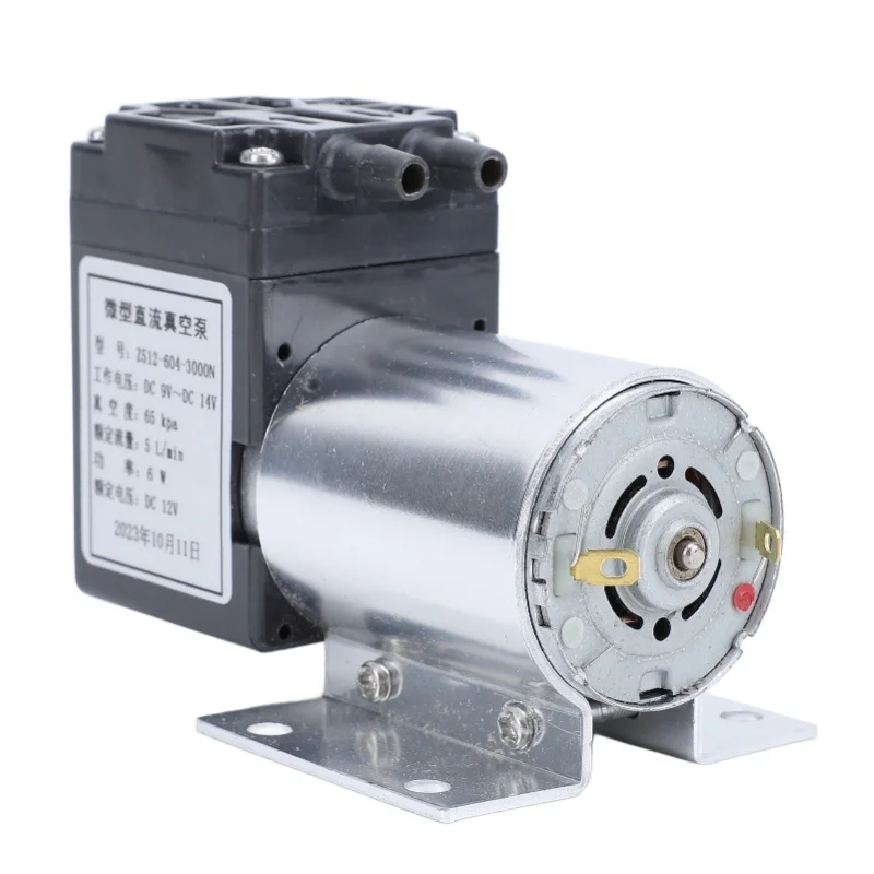 12V Vacuum Pump With Bracket 5L/Min 65Kpa DC Motor Driven Negative Pressure Micro Pump For Electrical Industrial Products