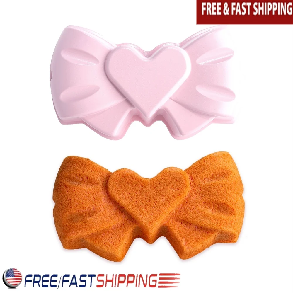 

Bow Shaped Cake Pan 10 Cup Heavy Duty Nonstick Bakeware Dishwasher Safe Cast Aluminum Perfect Cakes Brownies and Desserts