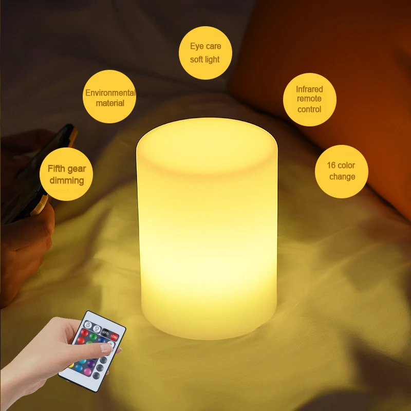 USB Chargeable LED Night Light 16 Colors Lamps Remote Control Dimmable RGBW Changeable Music Sync For Kids Gift Bedroom Xmas