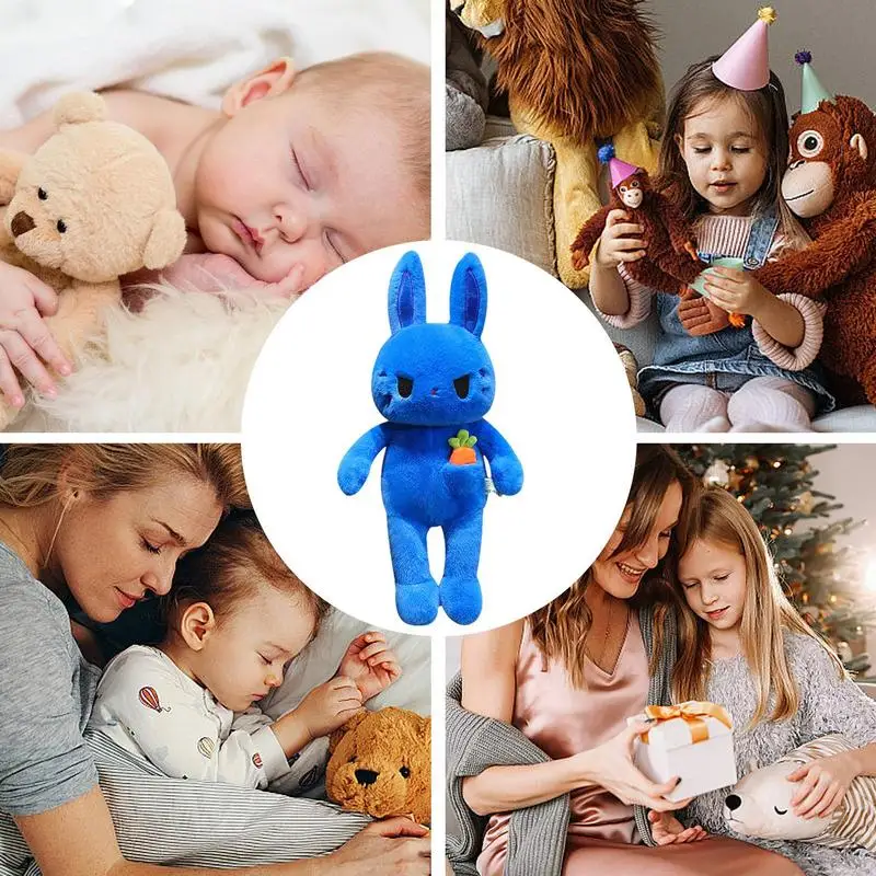 38cm Blue Rabbit Plush Toys Kawaii Cartoon Bunny Dolls Soft Sleeping Plush Pillows Cute Stuffed Animals Kids Birthday Gifts