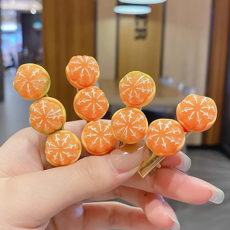 Funny simulation Orange Hair Clips Cute Hairpins Girls Kids Barrette Fruit Cartoon Creativity Hairpin Headband Hair Accessories