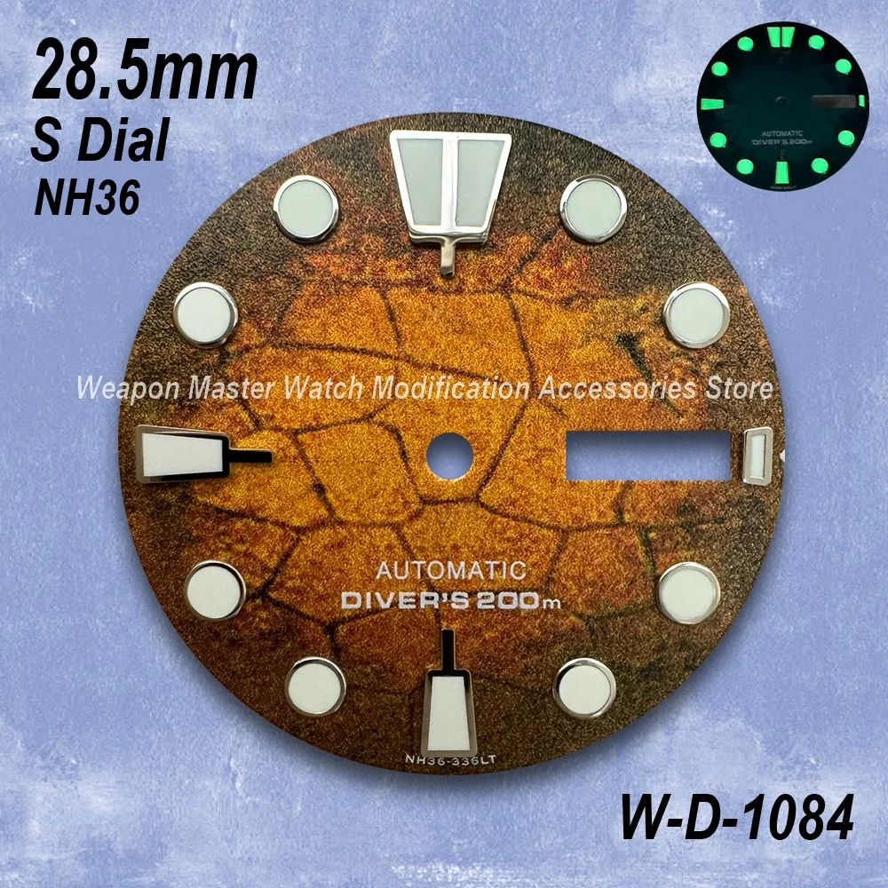 28.5 مللي متر S شعار الغوص الهاتفي صالح NH35/NH36/4R/7S حركة الأخضر مضيئة الشق المزدوج التقويم ساعة عالية الجودة تعديل Acce