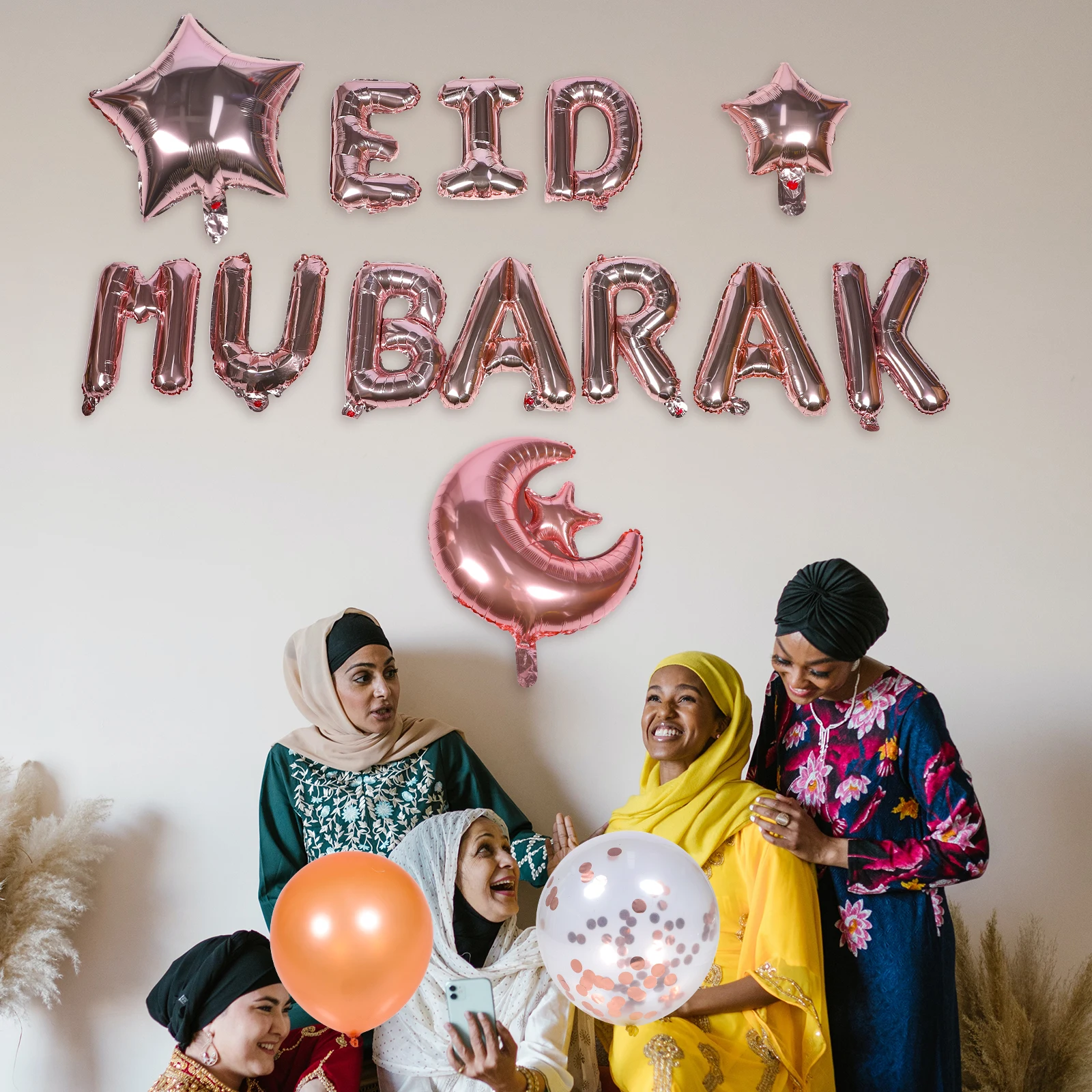 

Balloon Decoration Set Latex EID Party Rose Gold Mubarak Emulsion Aluminum Foil