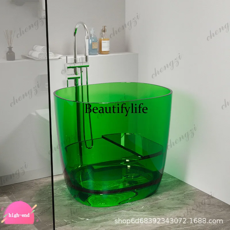 R134 Household bathtub Transparent bathtub Transparent resin Color crystal Small apartment Independent integrated bathtub