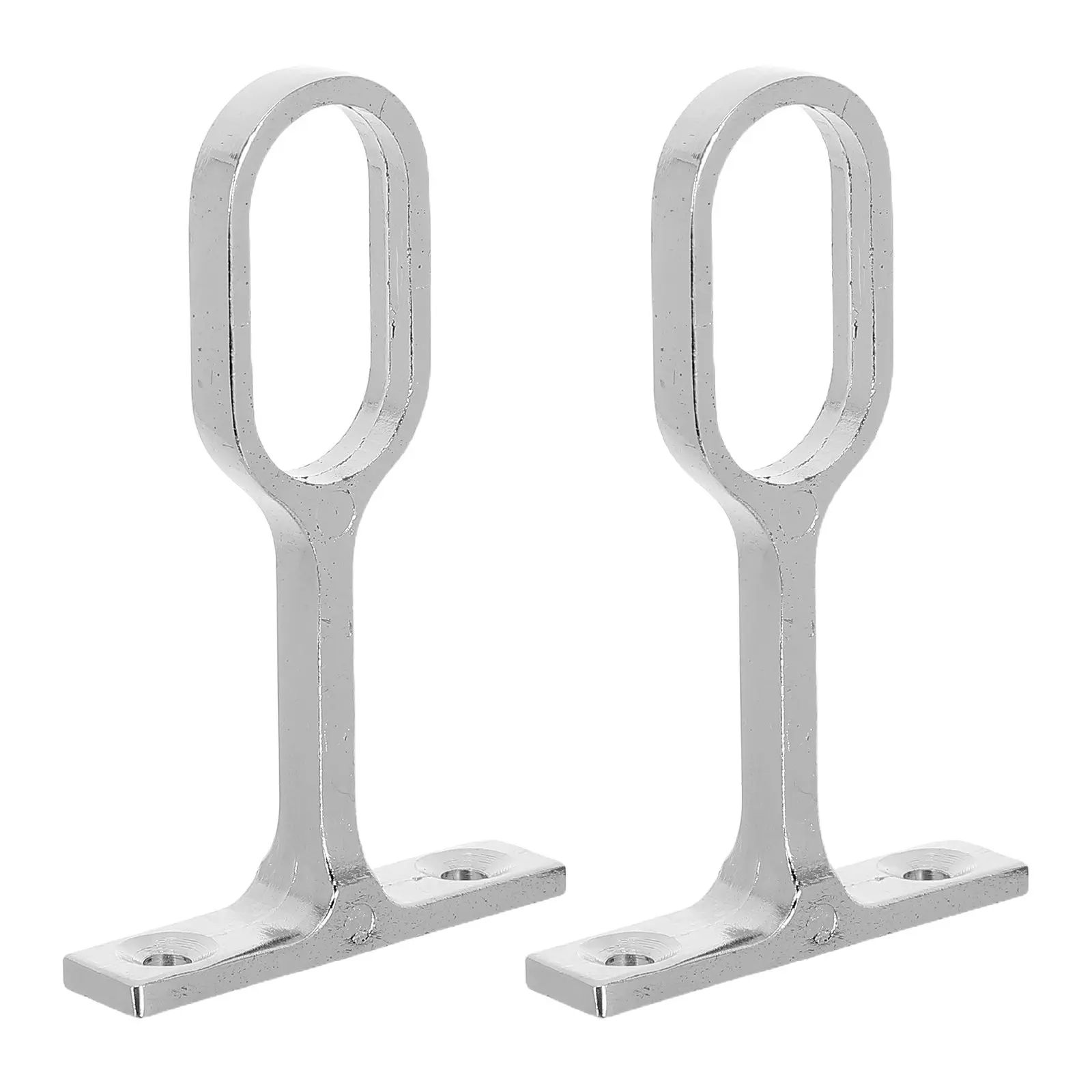 2pcs Stainless Steel Oval Closet Rod Center Support Brackets, Base-Mount Wardrobe Rail Holders, Cabinet Hanging Bar Holder