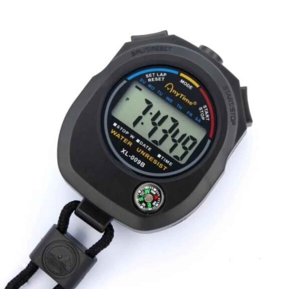 Portable Waterproof Digital Stopwatch Handheld Professional with Wristband Electronic Chronograph Stopwatch 24H Clock Watch
