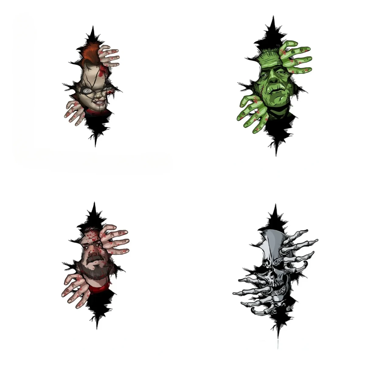 

Cartoon Horror Skull Car Decals Vinyl Stickers for Vehicles Helmets Halloween Decoration