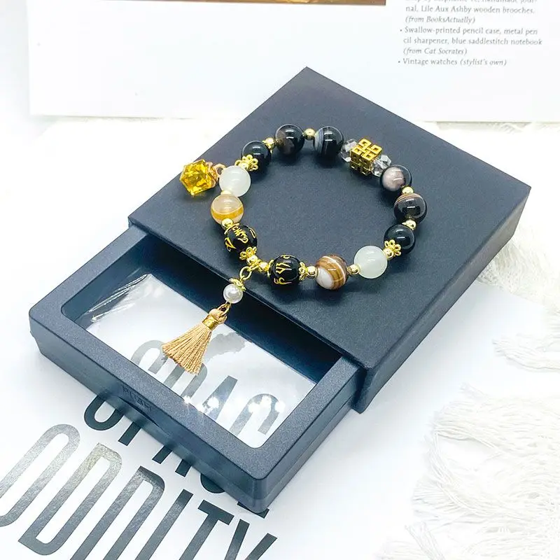 Hot Game Impact Zhongli Fashion Fans Elegant Light Yellow Crystal Beads Bracelet Handmade Elastic Rope Women Birthday Jewelry