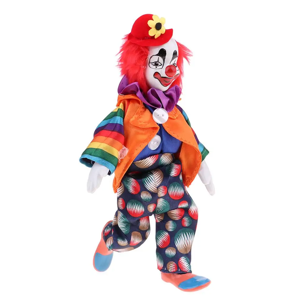 

Забавный клоунский человек размером 23 см в одежде из высококачественного оранжевого шелка