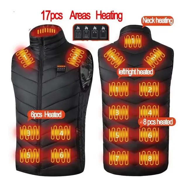 Men USB Infrared 17 Heating Areas Vest Jacket Men Winter Electric Heated Vest Waistcoat For Sports Hiking Oversized 5XL Men USB Infrared 17 Heating Areas Vest Jacket Men Winter Electric Heated Vest Waistcoat For Sports Hiking Oversized 5XL