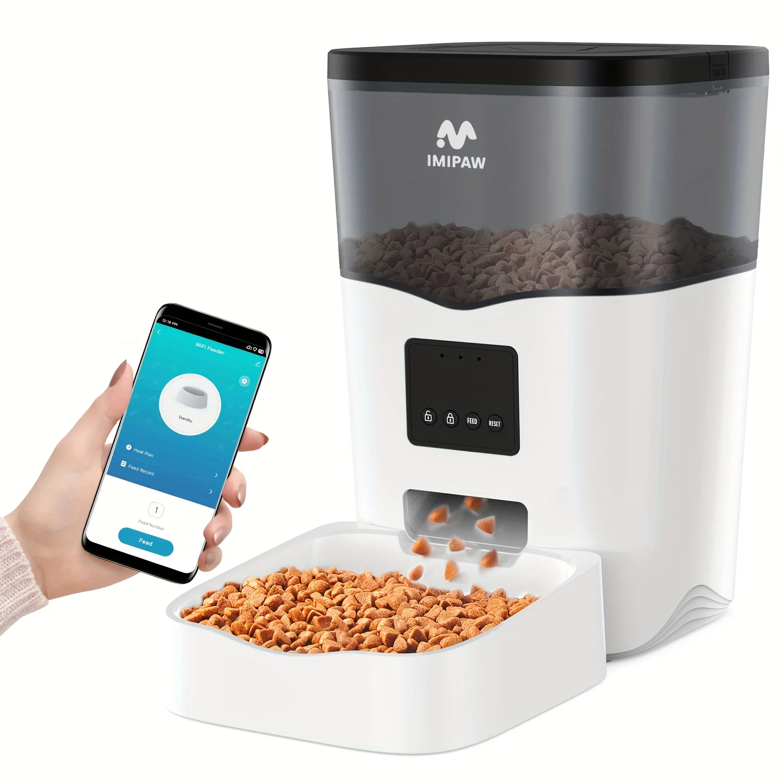 

3L Smart WiFi Cat Feeder - Automatic Pet Food Dispenser with App Control, Up to 10 Meals per Day (Video Version: 8 Meals)