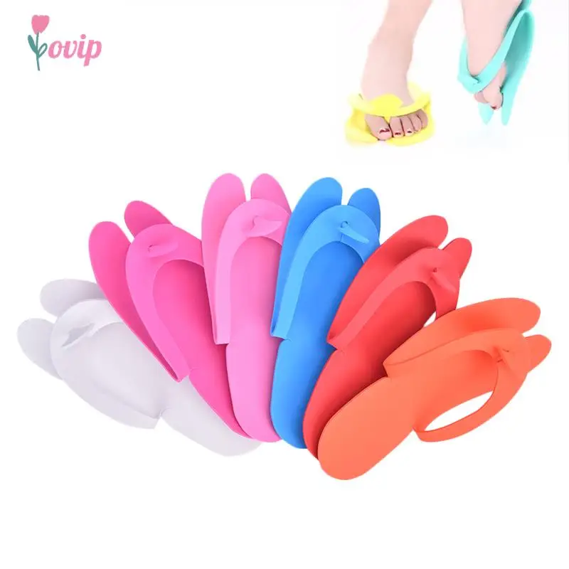 12 Pairs Random Color Disposable Foam Slippers Pedicure Slippper For Salon Spa Pedicure Foot Flip Flop Slippers