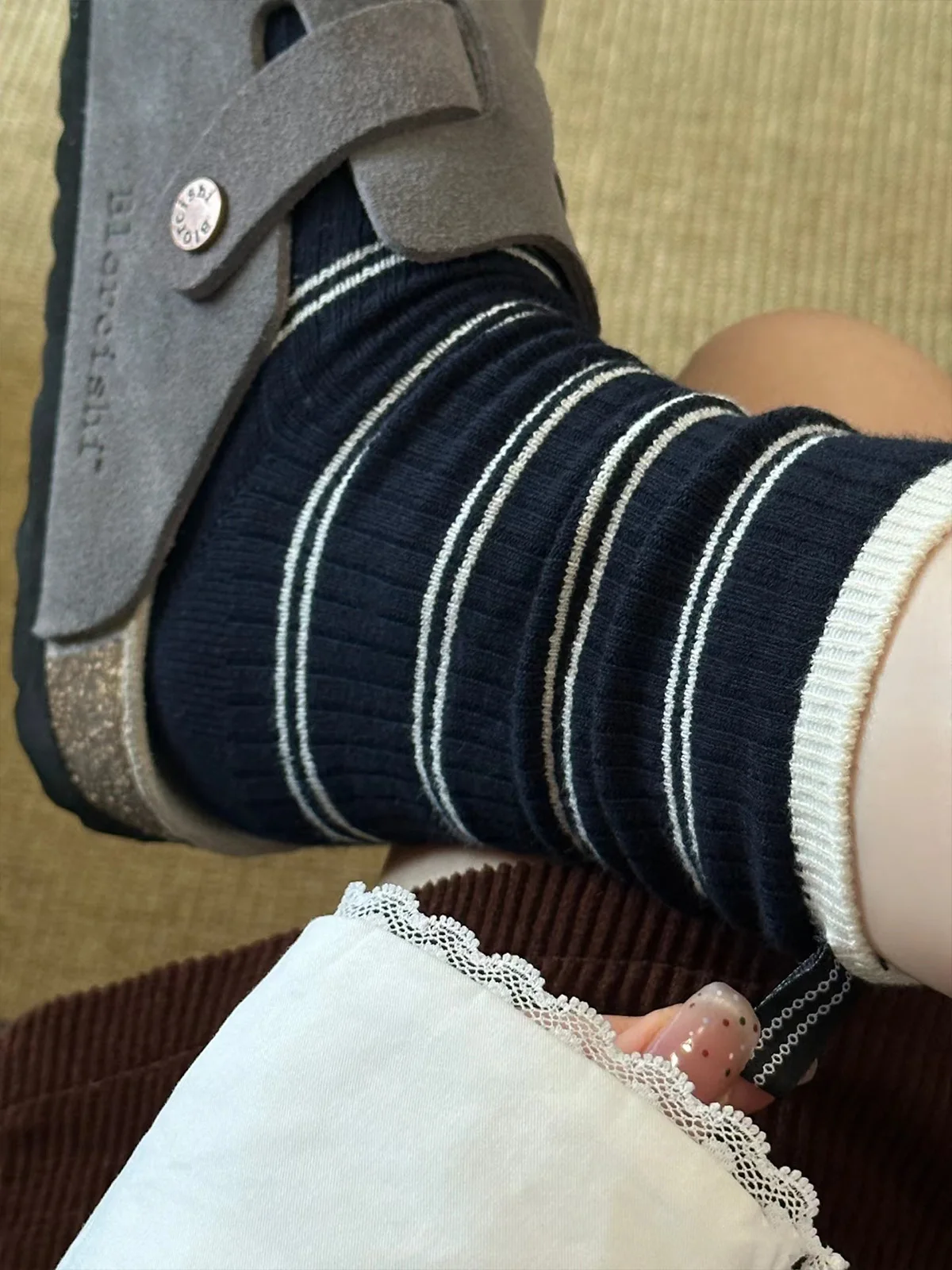 

Модное полосатое хлопковое сопло для женщин до середины икры, весенне-осеннее Sle Spor Moisture ng, четыре пары на заказ