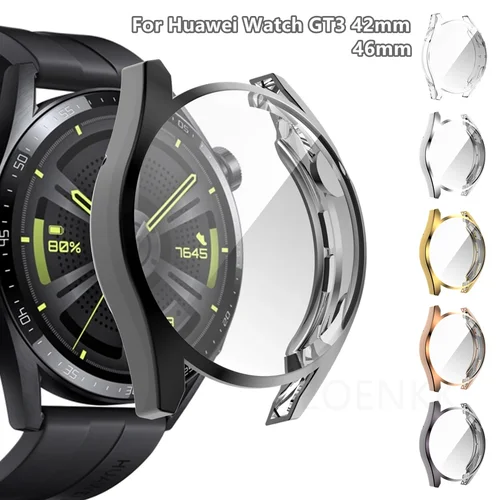 Imagen 1 del producto Funda protectora suave para Huawei Watch GT3, Protector de pantalla de 46mm y 42mm, carcasa chapada en silicona para Huawei Watch GT 3/4 41mm